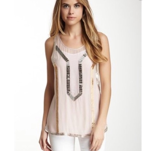 Madison Marcus Tops - 100% Silk Beaded Tank